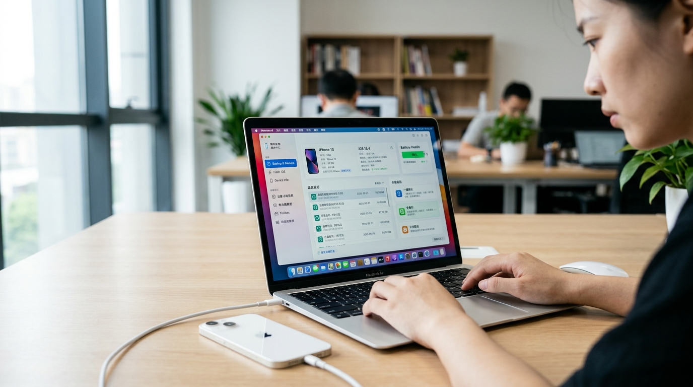 爱思助手下载后连接iPhone管理界面