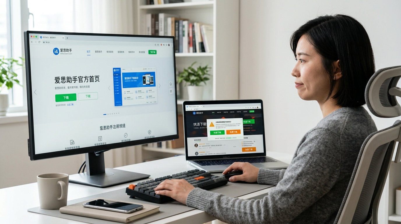 辨别爱思助手电脑版正版官网与仿冒安装包