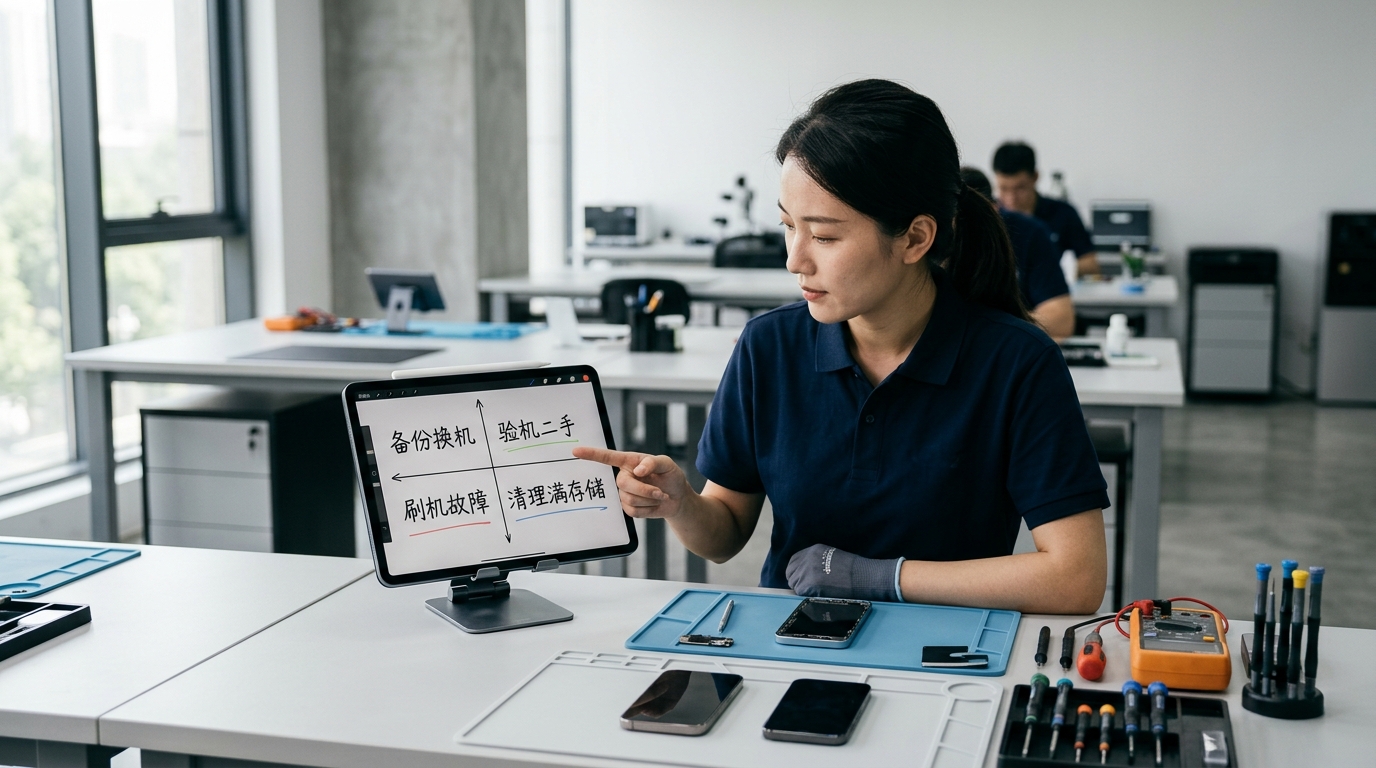 爱思助手备份刷机验机清理场景对照图