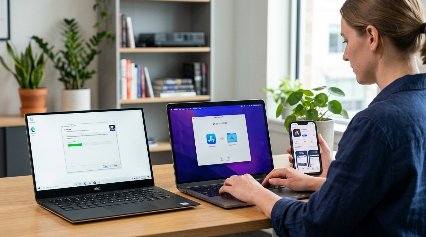 爱思助手下载在 Windows、Mac 和移动端的安装流程对比