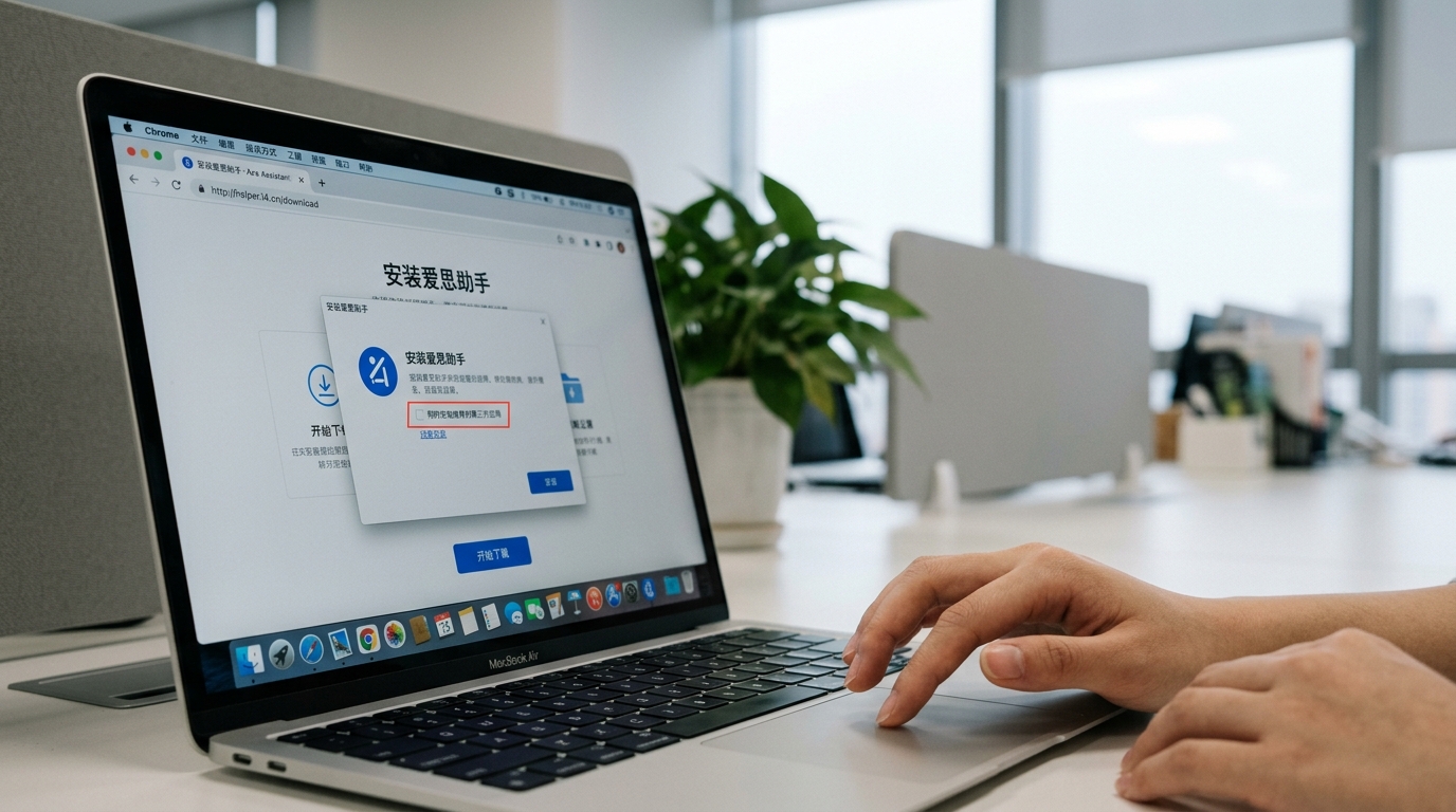 辨别爱思助手电脑版官网真假与取消捆绑软件勾选
