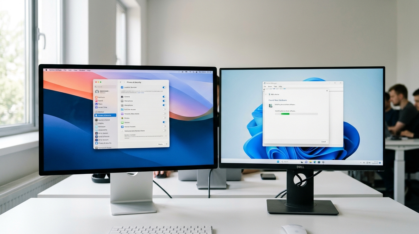 爱思助手下载 Mac 隐私授权与 Windows 驱动安装对比